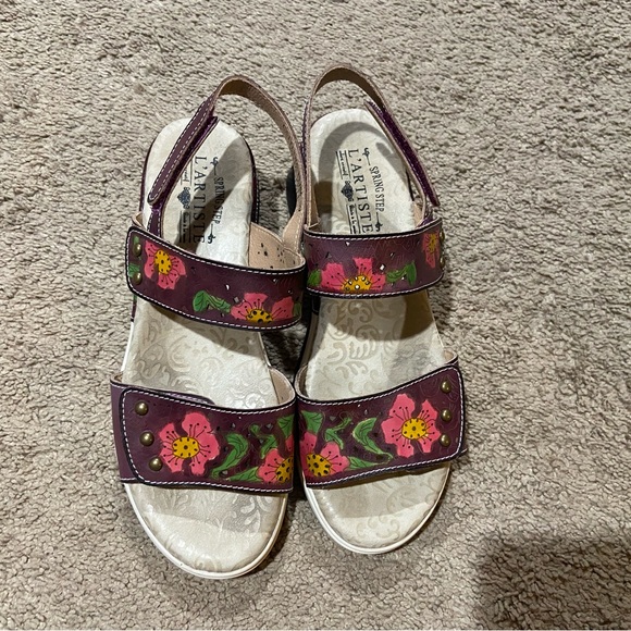 L’ARTISTE CAITLINA Sandals Plum Multi Women’s Size 39 (US 8.5) Hook/Loop Leather - Picture 3 of 13
